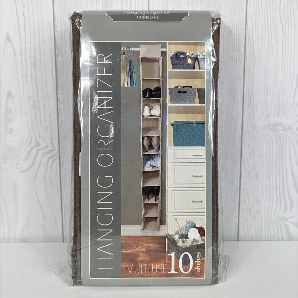 Raymond Waites Hanging Shoe Organizer 10 Shelf Gray